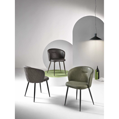 Brown eco-leather chair and metal structure SLANG 2 chairs