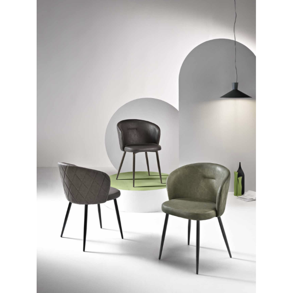 Brown eco-leather chair and metal structure SLANG 2 chairs