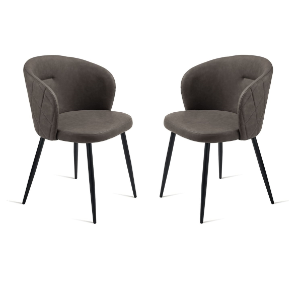 Stuhl aus anthrazitfarbenem Öko-Leder und Metallstruktur SLANG 2 Stühle