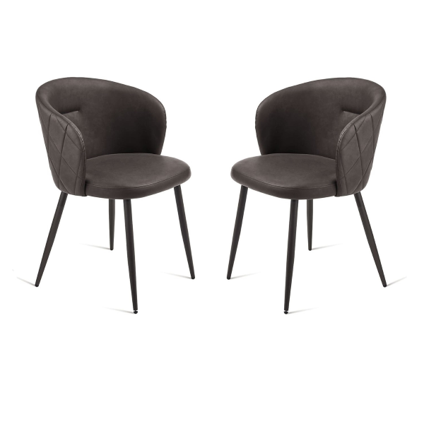 Brown eco-leather chair and metal structure SLANG 2 chairs