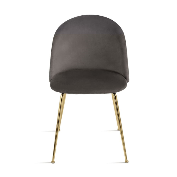 Esszimmerstuhl aus dunkelgrau-Samt und goldfarbenen Metallbeinen - VENEZIA 2 Stühle