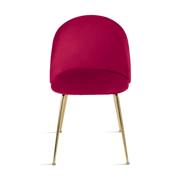 Esszimmerstuhl aus Rot-Samt und goldfarbenen Metallbeinen - VENEZIA 2 Stühle