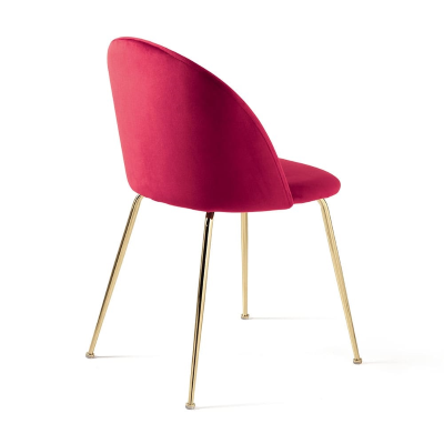 Esszimmerstuhl aus Rot-Samt und goldfarbenen Metallbeinen - VENEZIA 2 Stühle