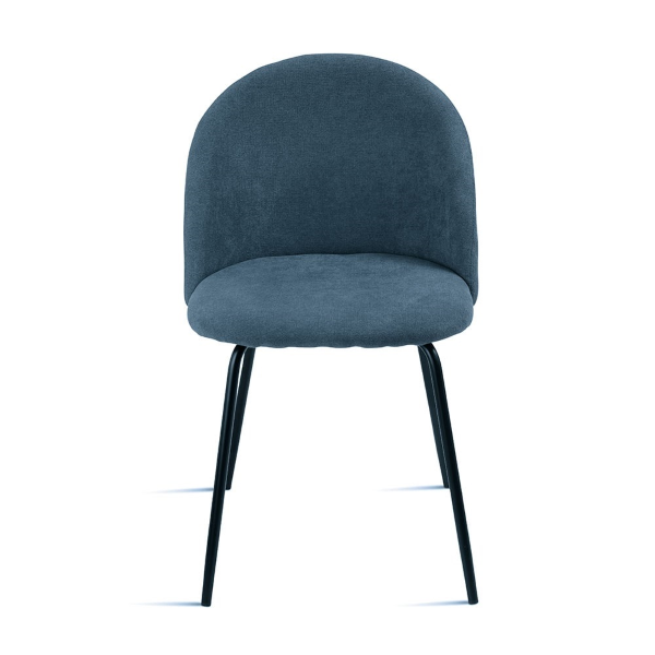 Sedia da pranzo in tessuto Blu e gambe metallo Nero - KAREN 2 sedie