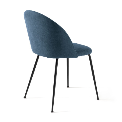 Sedia da pranzo in tessuto Blu e gambe metallo Nero - KAREN 2 sedie