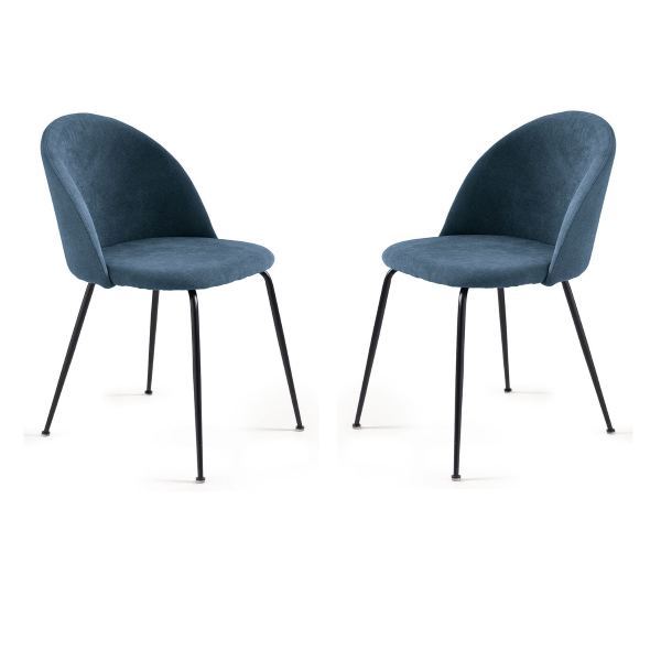 Sedia da pranzo in tessuto Blu e gambe metallo Nero - KAREN 2 sedie
