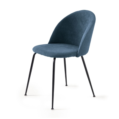 Sedia da pranzo in tessuto Blu e gambe metallo Nero - KAREN 2 sedie
