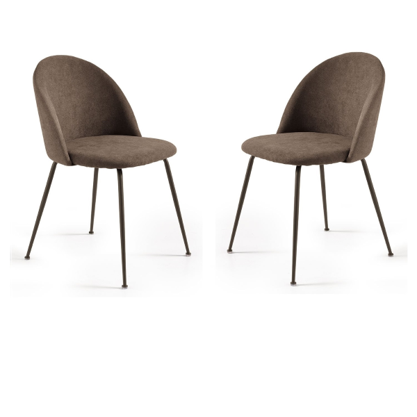 Dining chair in fabric and brown metal legs - KAREN 2 chairs