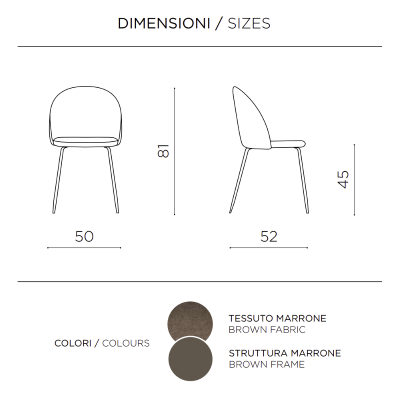 Dining chair in fabric and brown metal legs - KAREN 2 chairs