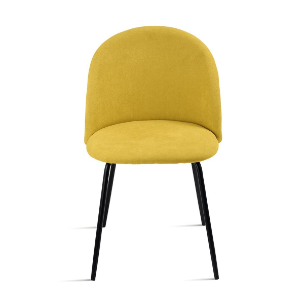 Silla de comedor en tela amarillo y patas de metal Negro - KAREN 2 sillas
