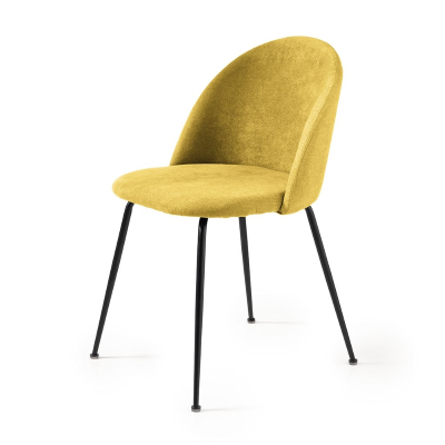 Silla de comedor en tela amarillo y patas de metal Negro - KAREN 2 sillas