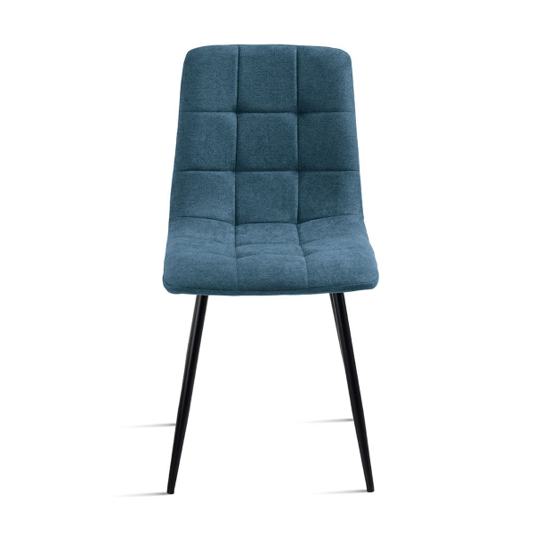 Chaise de salle à manger tissu bleu pieds métal noir - Chaises KATERINE 2