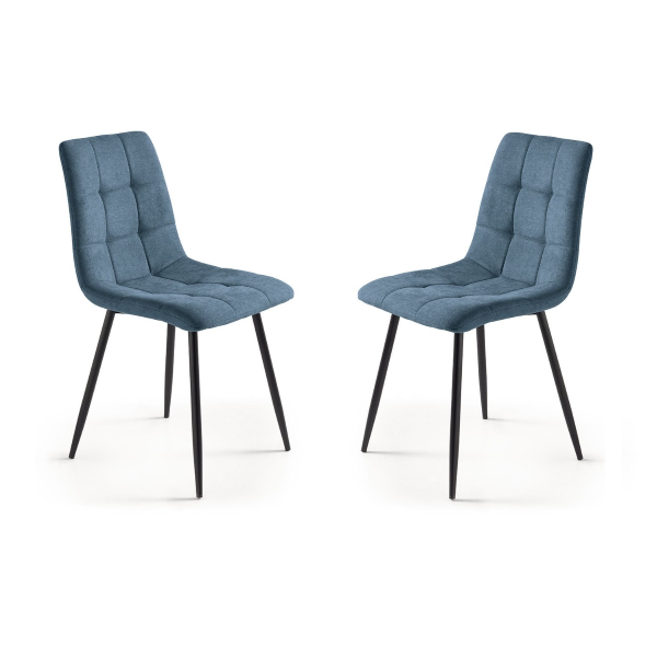 Chaise de salle à manger tissu bleu pieds métal noir - Chaises KATERINE 2