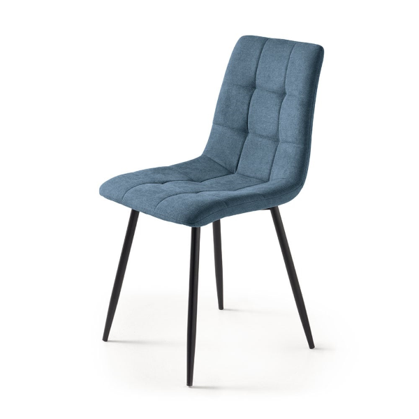 Chaise de salle à manger tissu bleu pieds métal noir - Chaises KATERINE 2