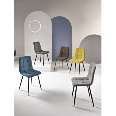 Esszimmerstuhl aus Dunkelgrau Stoff mit schwarzen Metallbeinen - KATERINE 2 Stühle