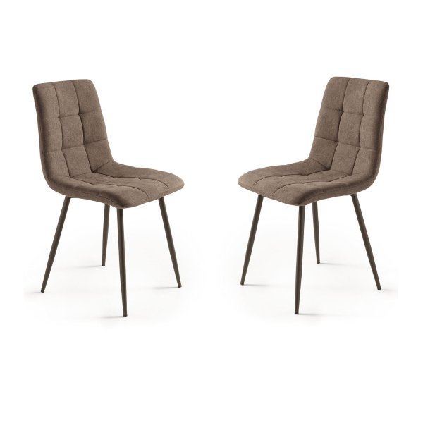 Esszimmerstuhl aus Stoff und Metallbeinen Braun - KATERINE 2 Stühle