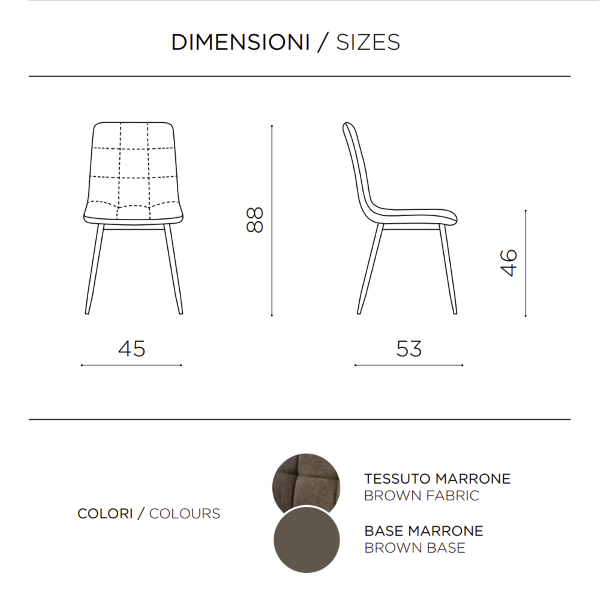Esszimmerstuhl aus Stoff und Metallbeinen Braun - KATERINE 2 Stühle
