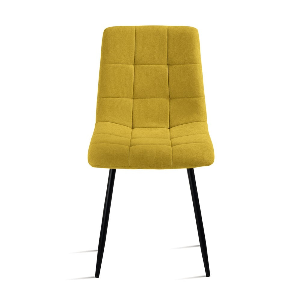 Chaise de salle à manger tissu Jaune pieds métal noir - Chaises KATERINE 2