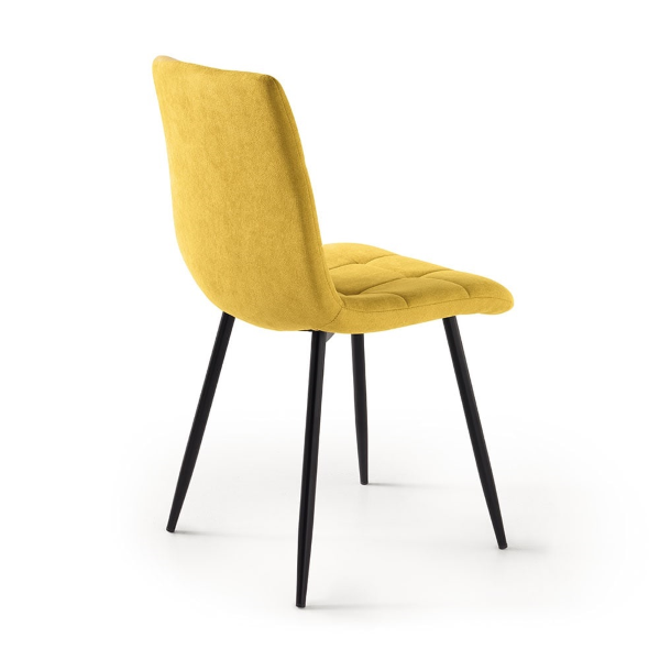 Chaise de salle à manger tissu Jaune pieds métal noir - Chaises KATERINE 2
