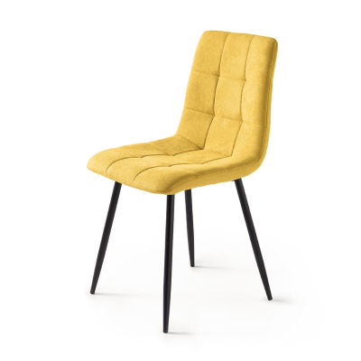 Chaise de salle à manger tissu Jaune pieds métal noir - Chaises KATERINE 2