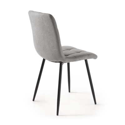 Chaise de salle à manger tissu Gris clair pieds métal noir - Chaises KATERINE 2
