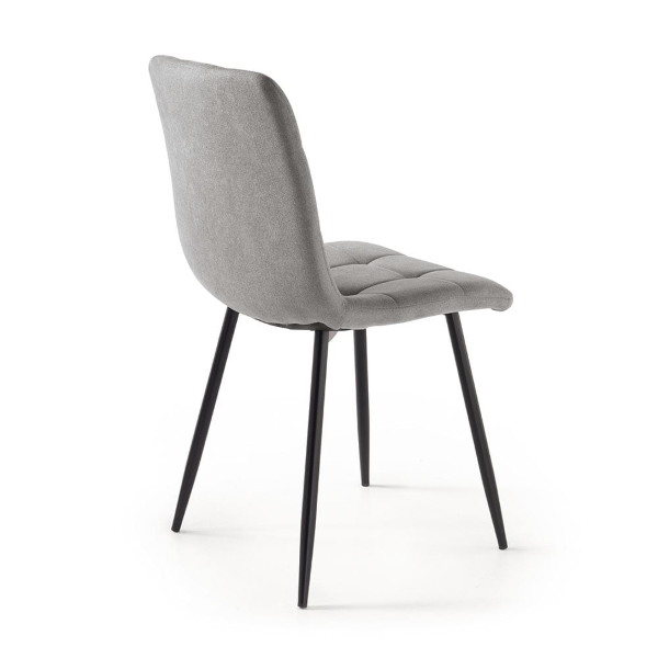 Chaise de salle à manger tissu Gris clair pieds métal noir - Chaises KATERINE 2