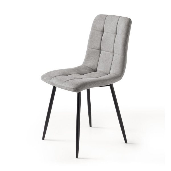 Chaise de salle à manger tissu Gris clair pieds métal noir - Chaises KATERINE 2