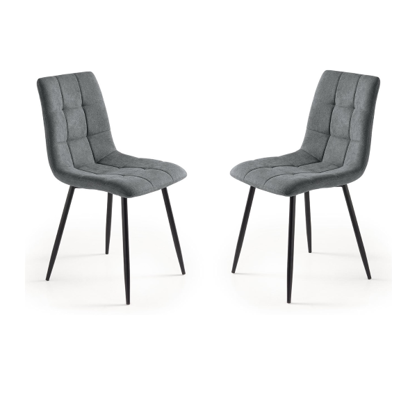 Esszimmerstuhl aus Dunkelgrau Stoff mit schwarzen Metallbeinen - KATERINE 2 Stühle
