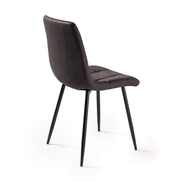 Küchenstuhl aus Anthrazit Kunstleder und schwarzen Metallbeinen - ARCA 2 Stühle