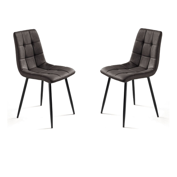 Küchenstuhl aus Anthrazit Kunstleder und schwarzen Metallbeinen - ARCA 2 Stühle