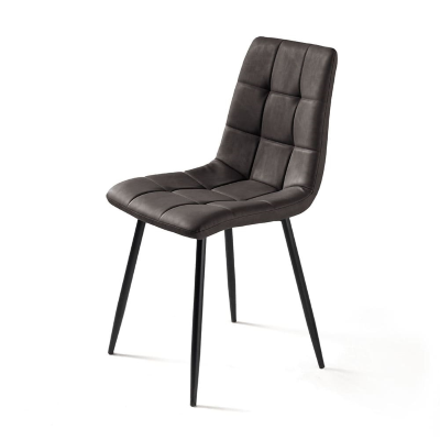 Küchenstuhl aus Anthrazit Kunstleder und schwarzen Metallbeinen - ARCA 2 Stühle