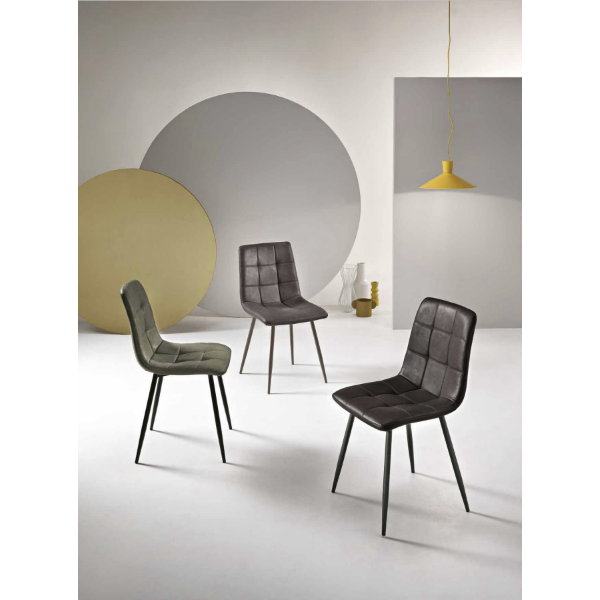 Silla de cocina en ecopiel Olive y patas de metal negro - ARCA 2 sillas