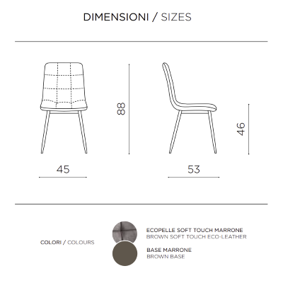 Küchenstuhl aus Kunstleder und braunen Metallbeinen - ARCA 2 Stühle