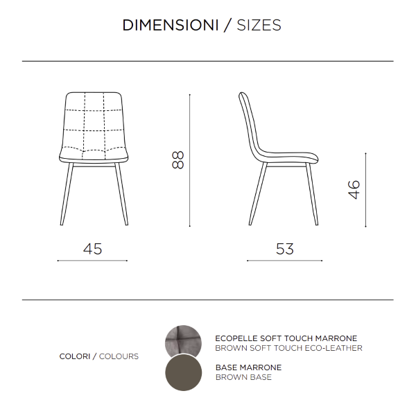 Küchenstuhl aus Kunstleder und braunen Metallbeinen - ARCA 2 Stühle