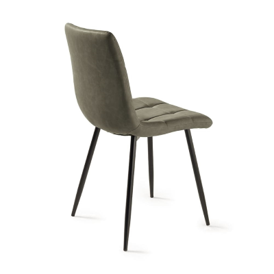 Silla de cocina en ecopiel Olive y patas de metal negro - ARCA 2 sillas