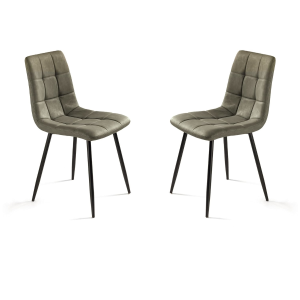 Silla de cocina en ecopiel Olive y patas de metal negro - ARCA 2 sillas