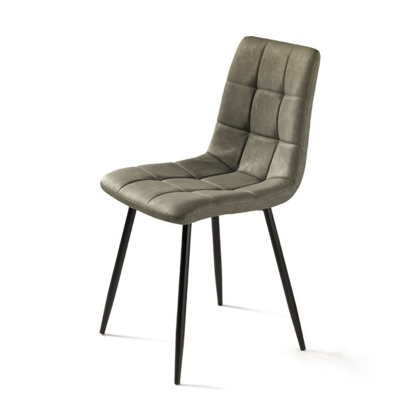 Silla de cocina en ecopiel Olive y patas de metal negro - ARCA 2 sillas