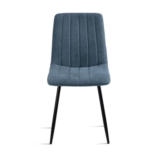 Chaise de salle à manger en tissu bleu pieds métal noir - Chaises KOLE 2