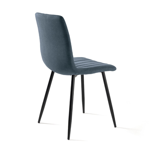 Chaise de salle à manger en tissu bleu pieds métal noir - Chaises KOLE 2