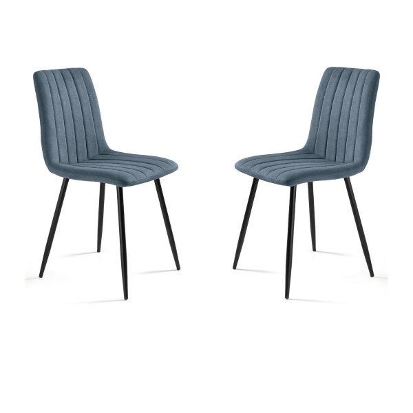 Chaise de salle à manger en tissu bleu pieds métal noir - Chaises KOLE 2