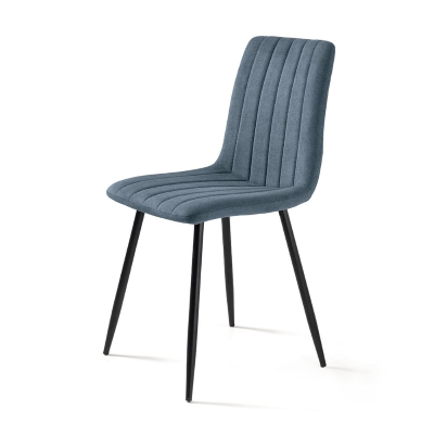 Chaise de salle à manger en tissu bleu pieds métal noir - Chaises KOLE 2