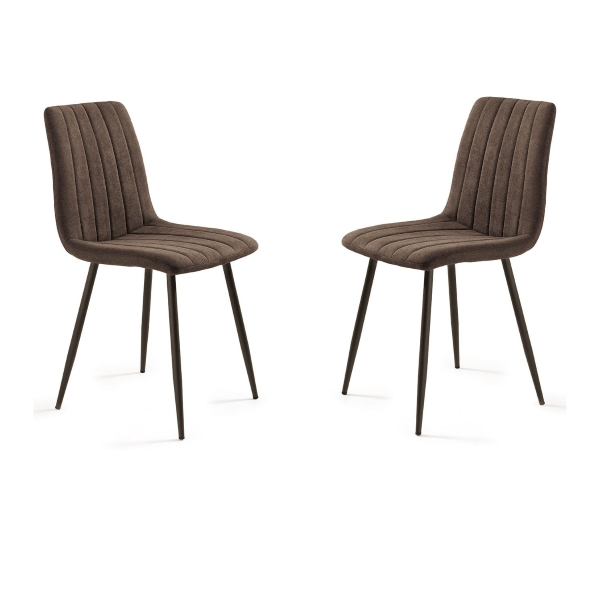 Chaise de salle à manger en tissu et pieds métal marron - Chaises KOLE 2