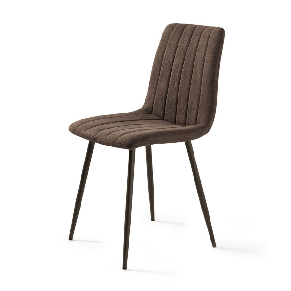 Chaise de salle à manger en tissu et pieds métal marron - Chaises KOLE 2