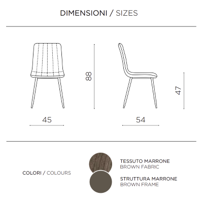 Chaise de salle à manger en tissu et pieds métal marron - Chaises KOLE 2