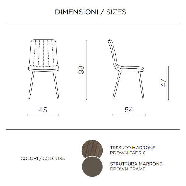 Chaise de salle à manger en tissu et pieds métal marron - Chaises KOLE 2