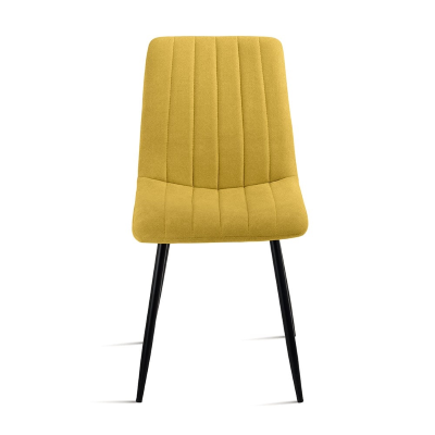 Dining chair in Yellow fabric with black metal legs - KOLE 2 chairs