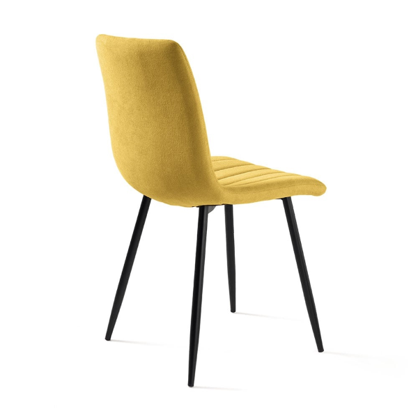Dining chair in Yellow fabric with black metal legs - KOLE 2 chairs
