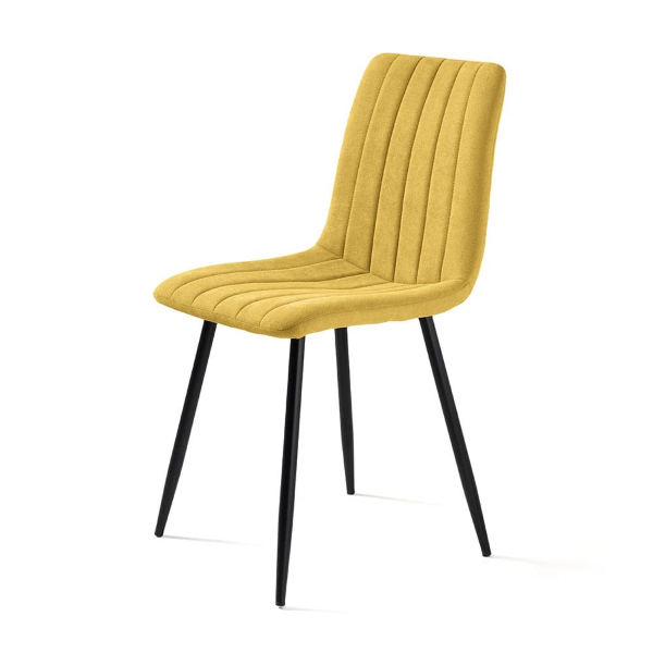 Dining chair in Yellow fabric with black metal legs - KOLE 2 chairs