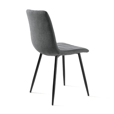 Chaise de salle à manger en tissu Gris foncé pieds métal noir - Chaises KOLE 2