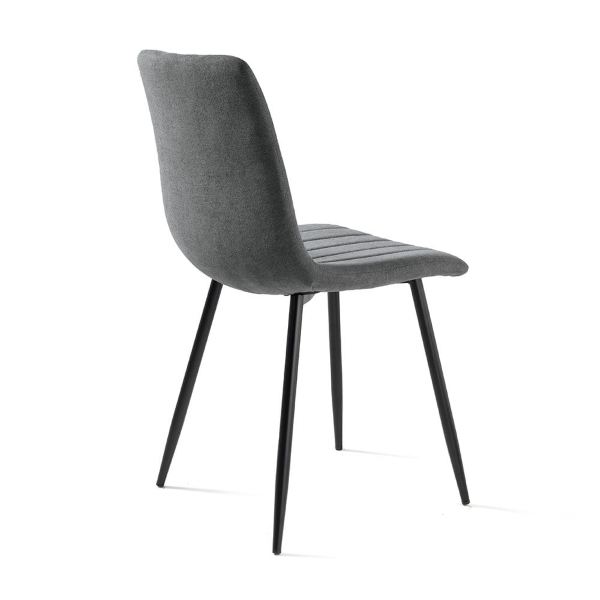Chaise de salle à manger en tissu Gris foncé pieds métal noir - Chaises KOLE 2